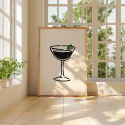 Cocktail Glass Poster - Minimal Bar Wall Art Modern Drink Illustration Black Line Kitchen Print Simple Beverage Decor Artwork - thumbnail 4