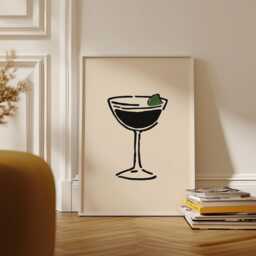 Cocktail Glass Poster - Minimal Bar Wall Art Modern Drink Illustration Black Line Kitchen Print Simple Beverage Decor Artwork - thumbnail 3