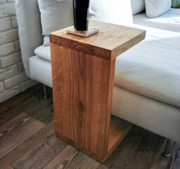 Milaau - Oak Side Table Moho C Shaped End - thumbnail 1