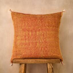 Mid-Season Sale Luxury Vintage Cactus Silk Cushion, Sunset Orange, Sabra Grade 1 - thumbnail 2