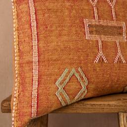 Mid-Season Sale Luxury Vintage Cactus Silk Cushion, Sunset Orange, Sabra Grade 1 - thumbnail 3