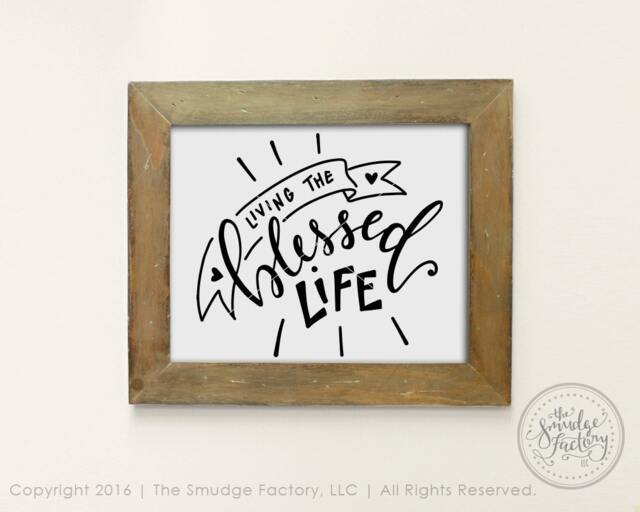 Living The Blessed Life Calligraphy Print, Diy Wall Art - Digital File - image 1