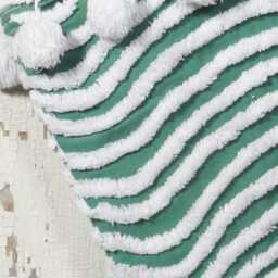 Green & White - Lush & Fluffy Vintage Chenille Christmas Stocking Pom Pom, Flower - thumbnail 2