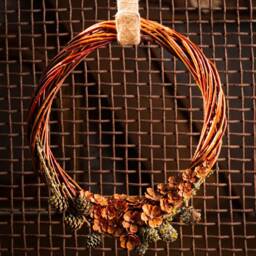 Organic Wreath, Natural Christmas Fresh Front Door Wood Pinecone Flowers, Sustainable Living - thumbnail 2