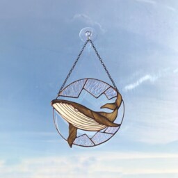 stained Glass Suncatcher Whale. Home House Decor Cling. Window Wall Decoration - thumbnail 2