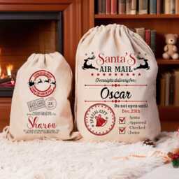 Personalized Santa Sack, Family Christmas Sack Custom Toy 2025 Gift, Eve Gift Bag Xmas Stocking For Kids - thumbnail 2