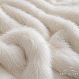 Soft White Faux Fur Throw Blanket, Cuddle Minky Lining - thumbnail 3