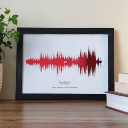 A4 Custom Metallic Soundwave Art, Favourite Song Personalised Red Foil Print - thumbnail 3