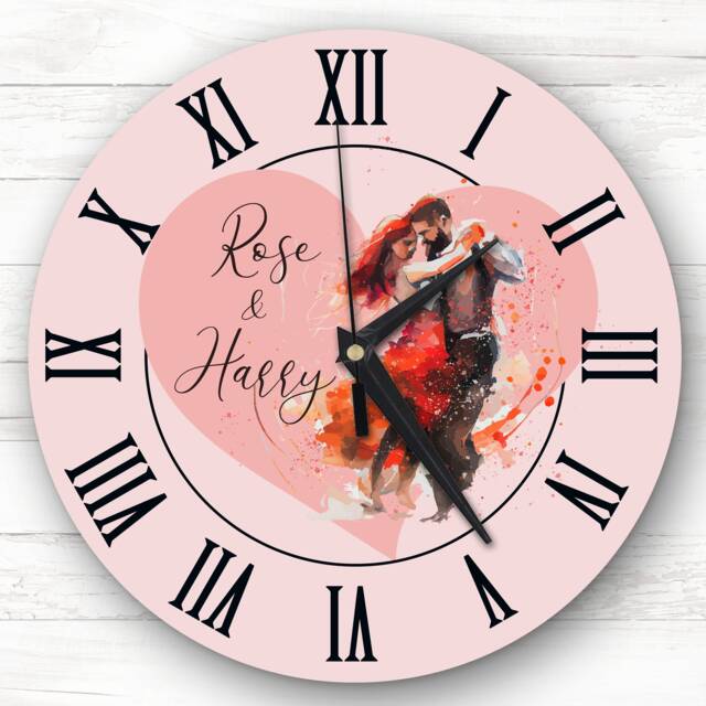 Dancing Couple Anniversary Birthday Valentine's Gift Personalised Clock - image 1