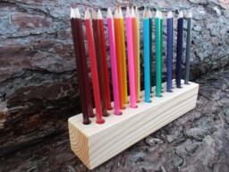 Pine Wood Pencil Holder 24-Hole Desk Organizer - thumbnail 1