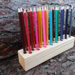 Pine Wood Pencil Holder 24-Hole Desk Organizer - thumbnail 3