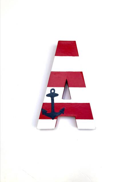Hand-Painted Nautical Anchor Wood Letter, Coastal Wall Decor - image 1