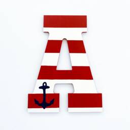 Hand-Painted Nautical Anchor Wood Letter, Coastal Wall Decor - thumbnail 4
