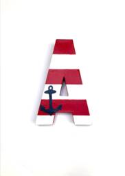 Hand-Painted Nautical Anchor Wood Letter, Coastal Wall Decor - thumbnail 1