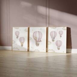 Nursery Air Balloon Animal Prints, Hot Air Balloon Prints, Boy Girl, Unisex Neutral Beige Green Blue Boho, Elephant Giraffe Lion - thumbnail 3