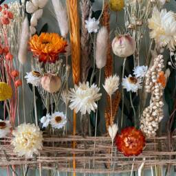 Warm Home Decoration To Hang. Golden Hoop With Dried Flowers & Green Eucalyptus Leaves - thumbnail 3