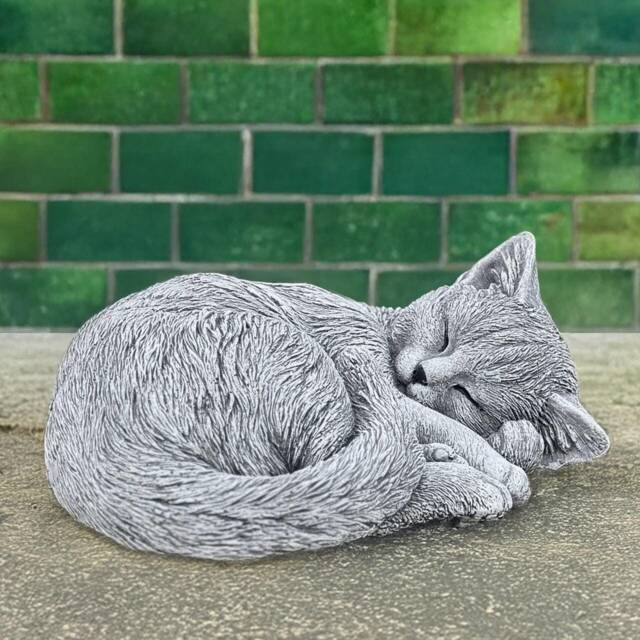 Curled Kitty Sculpture Concrete Kitten Figurine Stone Sleeping Cat Statue Outdoor Decoration Memorial Ornament Cat Lover Gift - image 1