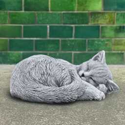 Curled Kitty Sculpture Concrete Kitten Figurine Stone Sleeping Cat Statue Outdoor Decoration Memorial Ornament Cat Lover Gift - thumbnail 3