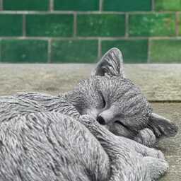 Curled Kitty Sculpture Concrete Kitten Figurine Stone Sleeping Cat Statue Outdoor Decoration Memorial Ornament Cat Lover Gift - thumbnail 2