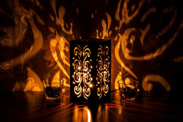 Blue Night Light Accent Lamp Decorative Wooden For Relaxation Comfort - image 1