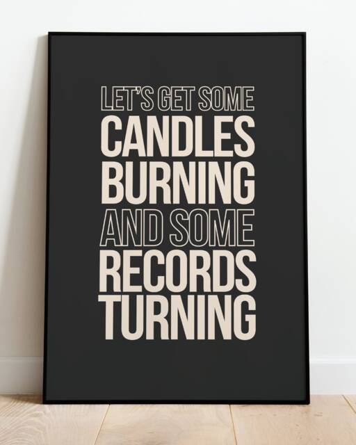 Let's Get Some Candles Burning & Records Turning Luke Combs Inspired Contemporary Wall Art Prints, Posters. Frames Not Included - image 1