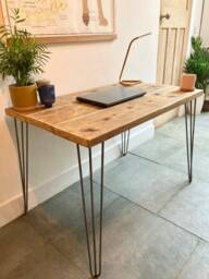 Reclaimed Wood Desk Scaffold Steel Hairpin Legs