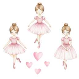Ballerina Wall Decals Pink Hearts, Ballet Nursery Decor - thumbnail 3