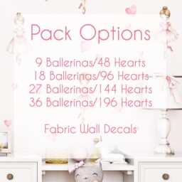 Ballerina Wall Decals Pink Hearts, Ballet Nursery Decor - thumbnail 2