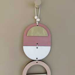 Pink & Gold Wall Art - Geometric Hanging Modern Bauhaus Decor - thumbnail 3