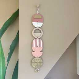 Pink & Gold Wall Art - Geometric Hanging Modern Bauhaus Decor - thumbnail 4
