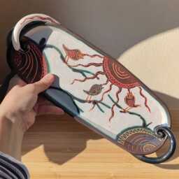 Handmade Ceramic Wall Tray, Bird Decor, Hanging Pottery Art, Rustic Home Accent - thumbnail 3