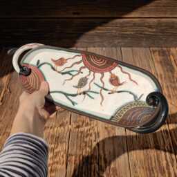 Handmade Ceramic Wall Tray, Bird Decor, Hanging Pottery Art, Rustic Home Accent - thumbnail 4
