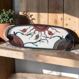 Handmade Ceramic Wall Tray, Bird Decor, Hanging Pottery Art, Rustic Home Accent - thumbnail 2
