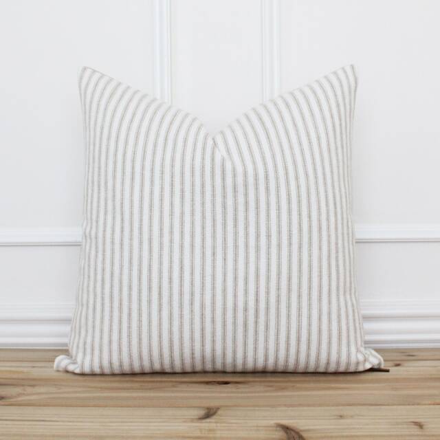 Tan Striped Pillow Cover Beige Decorative Throw Cushion Custom Size Covers Handmade - Scout - image 1