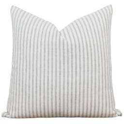 Tan Striped Pillow Cover Beige Decorative Throw Cushion Custom Size Covers Handmade - Scout - thumbnail 3