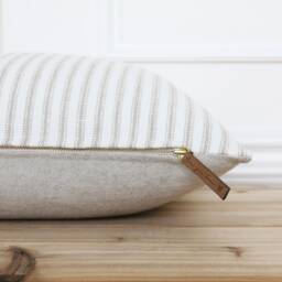 Tan Striped Pillow Cover Beige Decorative Throw Cushion Custom Size Covers Handmade - Scout - thumbnail 2