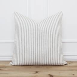 Tan Striped Pillow Cover Beige Decorative Throw Cushion Custom Size Covers Handmade - Scout - thumbnail 1