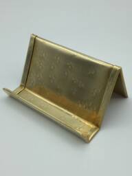 Hammered Brass Business Card Holder Round Desk Organizer