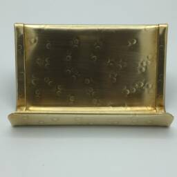 Hammered Brass Business Card Holder Round Desk Organizer - thumbnail 3