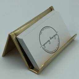 Hammered Brass Business Card Holder Round Desk Organizer - thumbnail 4