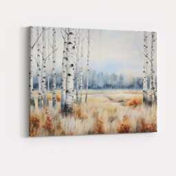 Soft Misty Birch Woodland Meadow Landscape Canvas Wall Art Print Decor Picture Ready To Hang - thumbnail 4