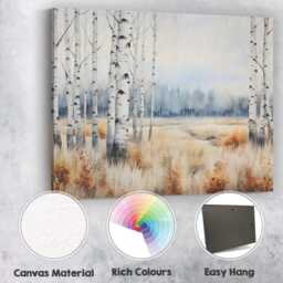 Soft Misty Birch Woodland Meadow Landscape Canvas Wall Art Print Decor Picture Ready To Hang - thumbnail 2