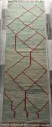 Nordic Runner Kilim Rug, Modern Artisan Scandinavian Afghan Turkish Abstract Art Wool Rug 205x66 cm - thumbnail 1