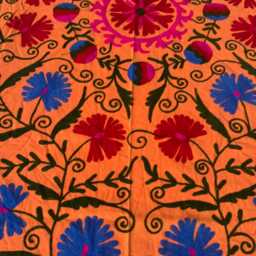 Hand-Embroidered Suzani Cotton Quilt - Bohemian Reversible Throw - thumbnail 3