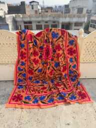 Hand-Embroidered Suzani Cotton Quilt - Bohemian Reversible Throw - thumbnail 1