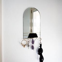 Arched Mirror Wall Organizer With Hooks & Tassels - Key Holder For Wall, Dog Leash Holder, Jewelry Mask - thumbnail 3