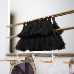 Arched Mirror Wall Organizer With Hooks & Tassels - Key Holder For Wall, Dog Leash Holder, Jewelry Mask - thumbnail 2