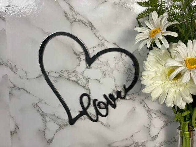 Love Sign Heart Brushed Steel Wall Art Modern Home Design Present Gift Idea - image 1