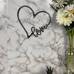Love Sign Heart Brushed Steel Wall Art Modern Home Design Present Gift Idea - thumbnail 2