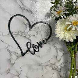 Love Sign Heart Brushed Steel Wall Art Modern Home Design Present Gift Idea - thumbnail 3